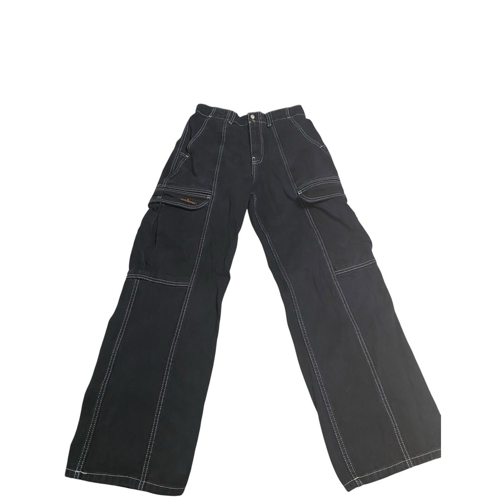 BDG Urban Outfitters Contrast Stitch Cargo Pants Wide Leg Black 29 Y2K Skater